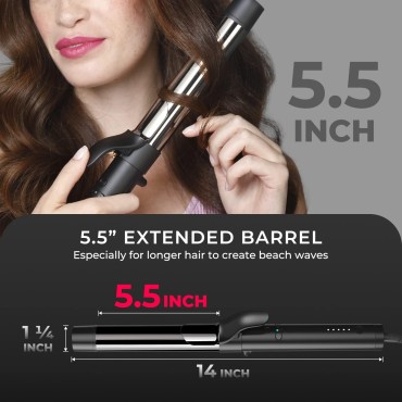 TYMO ROTA Automatic Curling Iron Wand, 1 1/4 Inch Ionic Rotating Hair Curler for Long Hair with Extra Large Nano Titanium Barrel and 5 Adjustable Temps for Professional Hair Styling