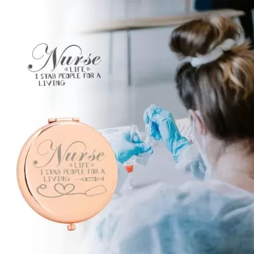 Dyukonirty Nurse Gifts for Women Travel Makeup Mirror Nurse Graduation Gifts Medical Assistant Nurse Practitioner Birthday Nurse Gifts for Nurses Week Rose Gold