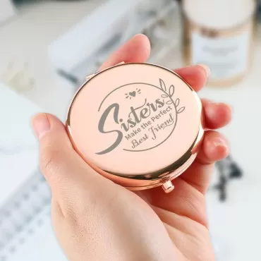 Dyukonirty Sister Gifts from Sisters Pocket Mirror Rose Gold Friendship Gifts for Women Christmas Thanksgiving Day Unique Inspirational Gifts for Sister Colleague