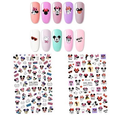 2 Pieces 3D Cartoon Mouse Nail Stickers Cute Kawai...