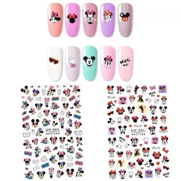 2 Pieces 3D Cartoon Mouse Nail Stickers Cute Kawai...