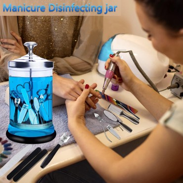Barber Disinfectant Jar, 21 Oz Disinfecting Jar wi...