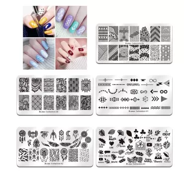 Nail Stamper Kit, 7 Colors Nail Stamping Polish Ge...