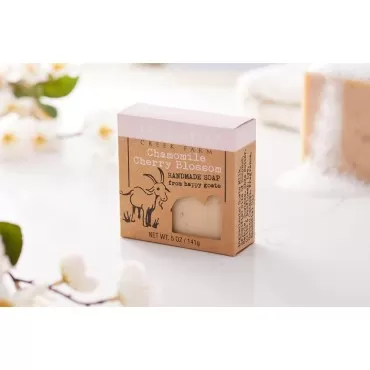 Legend's Creek Farm Goat Milk Soap, Moisturizing Cleansing Bar for Hands and Body, Creamy Lather and Nourishing, Gentle For Sensitive Skin, Handmade in USA (Chamomile Cherry Blossom, Single)