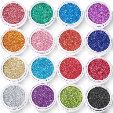 16 Colors Holographic Nail Glitter Sequins Powder ...