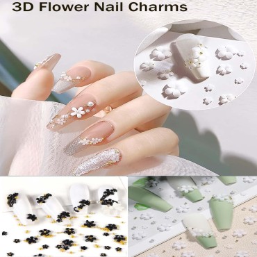 3D Floral Nail Art Charm, 6 Cells Mixed Size Acryl...