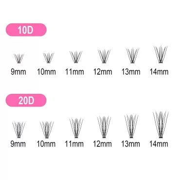 Fenshine Cluster Lashes Individual Lashes Wide Stem 0.07C 10D/20D Curl 9-14mm Length DIY Eyelash Extension Individual Soft False Lashes for Personal Use at Home
