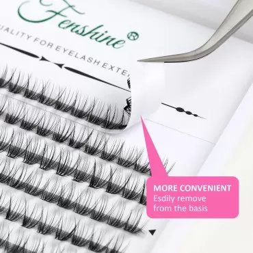 Fenshine Cluster Lashes Individual Lashes Wide Stem 0.07D 20D Curl 18mm DIY Eyelash Extension Individual Soft False Lashes for Personal Use at Home