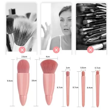 RUITASA Mini Makeup Brush Set,Professional Travel Makeup Brushes Set with Mirror?Portable Small Mini Makeup Brush Case for women Face Eye Eyebrow Blush and Lip Gloss (1Pcs Pink)