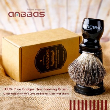 Badger Shaving Brush Holder Set,Wooden Handle Shav...