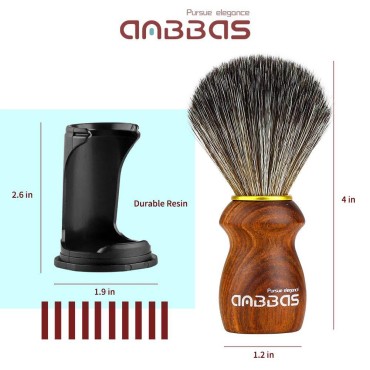 Synthetic Badger Hair Shaving Brush Set with Black Holder Stand Travel Case, 3in1 Anbbas Rare Blood Ebony Handle Foam Brush Shaving Kit for Men Wet Shave