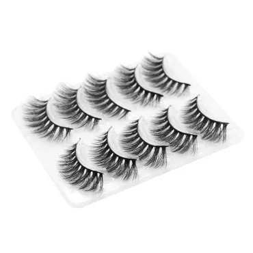 Fluffy Cat Eye-Lash 3D Natural Mink Eyelashes Look Wispies False Lashes 15mm Soft Reusable Eyelashes For Small Eyes Lightweight No Glue 5 Pairs