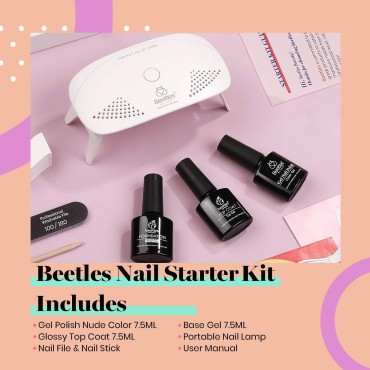 Beetles Nude Pink Gel Nail Polish Kit with UV LED ...