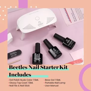 Beetles Nude Pink Gel Nail Polish Kit with UV LED ...