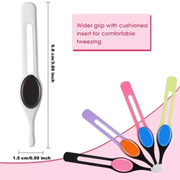 Chumia 5 Pieces Non-Slip Grip Tweezers Slanted Tip...