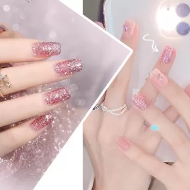 KWOLYKIM Solid Glitter Gel Nail Polish Set 4 Colors Platinum Sequins Gel Polish Kit Popular Sequins Nail Gel for Professional Manicure Nail Design Kit for DIY at Home