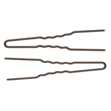 Marilyn Faye's U-Shaped Crinkled Hair Pins (Set of 12) (3 inch, Brown)
