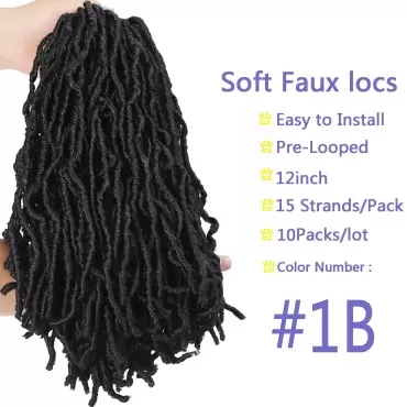 10 Packs Short Faux Locs Crochet Hair 12Inch Soft ...