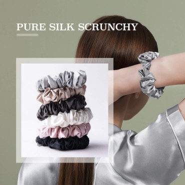 MTSNOO Silk Scrunchies for Hair Sleep 100% Pure 22...