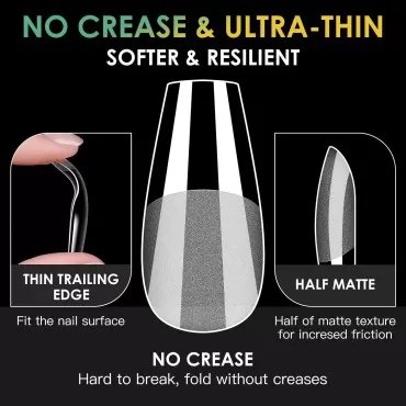 Medium Coffin Soft Gel Melous 600PCS Pre Buff Full Cover Half Matte Gel x Nail Tips False Fake Nails