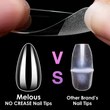 Medium Almond Soft Gel Nail Tips, Melous 600PCS Clear Full Cover Nail Tips Gel x Nail Tips False Fake Nails