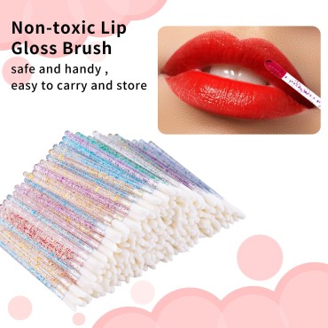 300PCS Glitter Crystal Lip Brush, Disposable Crystal Lip Brushes Tool Kits Lip Gloss Applicators Make Up Brush Lipstick Gloss Wands Makeup Applicators Brushes Applicator tool Makeup Beauty Tool Kits1