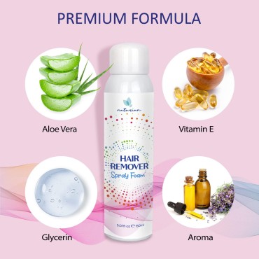 Hair Removal Spray Foam - Naturian Hair Removal Cream - Newest Formula Hair Removal with Aloe Vera & Vitamin E - Effective & Painless Depilatory Cream for Women & Men