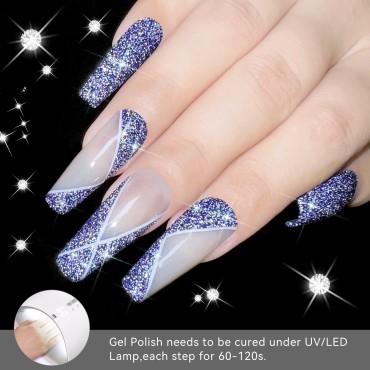 YTD Likomey Reflective Glitter Gel Nail Polish,15m...