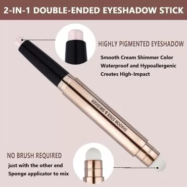 2 in 1 eyeshadow stick and Sponge Makeup Brush, Sm...