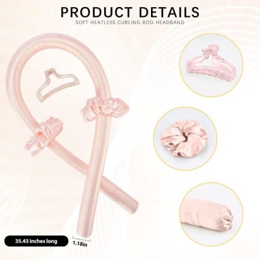 Gosuoa 2 Pack Heatless Hair Curler, Heatless Curling Rod Headband with Soft Foam, Overnight No Heat Curling Headband with Hair Clips and Hair Bands for Long Medium Hair Diy Hair Styling Tools Kit (Pink+Blue)