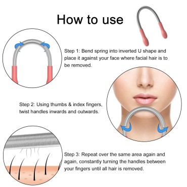 10PCS Facial Hair Remover Spring for Women Face Chin Cheek Mustache Upper Lip Hair Remover Spring Epilator Threading Tool, YEAJOIN
