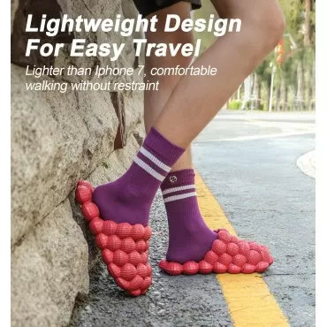 Funny Spa Slippers Massage Bubble Slides Slippers for Women Men,Funny Lychee Non-slip Gym House Slippers Shower Bedroom Slippers, Soft Pillow Stress Relief Slide Sandals for Ladies, Red, 7.5-8.5 Women/6-7 Men