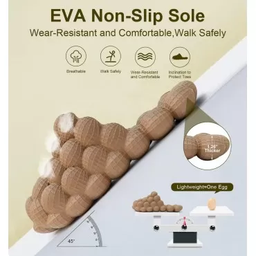 Funny Spa Slippers Massage Bubble Slides Slippers for Women Men,Funny Lychee Non-slip Gym House Slippers Shower Bedroom Slippers, Soft Pillow Stress Relief Slide Sandals for Ladies, Brown, 10-11 Women/8.5-9.5 Men