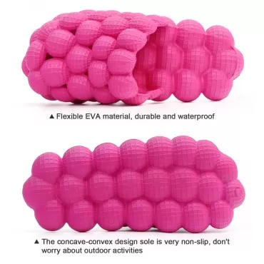 Funny Spa Slippers Massage Bubble Slides Slippers for Women Men,Funny Lychee Non-slip Gym House Slippers Shower Bedroom Slippers, Soft Pillow Stress Relief Slide Sandals for Ladies, Rose Red, 13-14 Women/11.5-12.5 Men