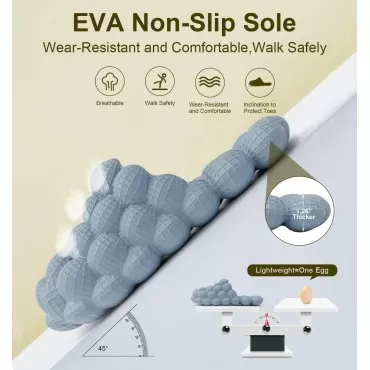 Funny Spa Slippers Massage Bubble Slides Slippers for Women Men,Funny Lychee Non-slip Gym House Slippers Shower Bedroom Slippers, Soft Pillow Stress Relief Slide Sandals for Ladies, Light Blue, 6-7 Women/4.5-5.5 Men