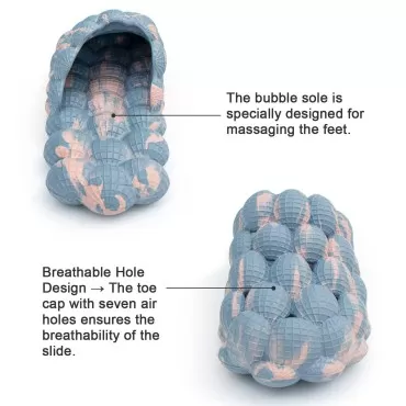 Funny Spa Slippers Massage Bubble Slides Slippers for Women Men,Funny Lychee Non-slip Gym House Slippers Shower Bedroom Slippers, Soft Pillow Stress Relief Slide Sandals for Ladies, Volcanic Blue, 10-11 Women/8.5-9.5 Men