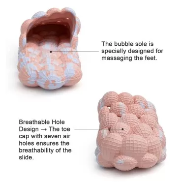 Funny Spa Slippers Massage Bubble Slides Slippers for Women Men,Funny Lychee Non-slip Gym House Slippers Shower Bedroom Slippers, Soft Pillow Stress Relief Slide Sandals for Ladies, Volcanic Pink, 6-7 Women/4.5-5.5 Men