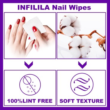 INFILILA Lint Free Nail Wipes Nail Polish Remover ...