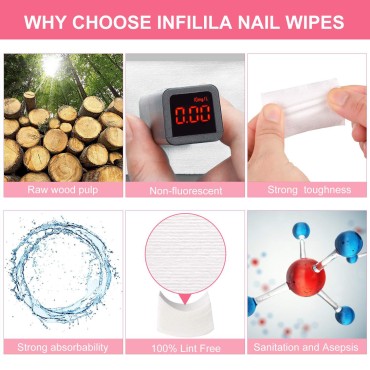 INFILILA Lint Free Nail Wipes 600PCS Absorbant No ...