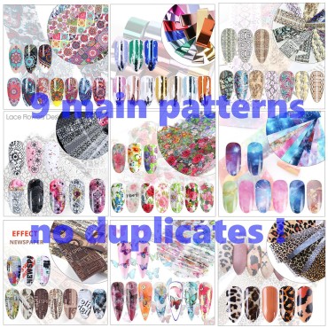 100 Sheets Nail Foil Transfer Sticker Kit, Bagvhan...