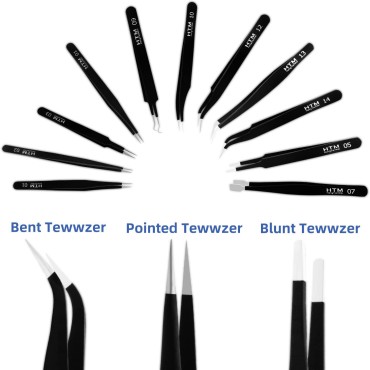 HengTianMei Precision Tweezers Set, ESD Anti-Stati...