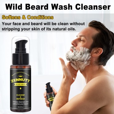 Beard Growth Kit,Beard Kit,Beard Grooming Kit w/Beard Wash,2 Pack Beard Growth Oil,Beard Balm,Brush,Comb,Scissors Beard Care Kit for Men Stuff,Unique Christmas Gift Set