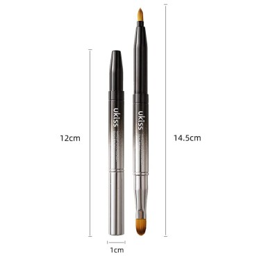 4 Pieces Gradient Retractable Lip Brush Lipstick Eyeshadow Foundation Makeup Brush, Lip Concealer Brush, Portable Dual End Travel Brush Tool with Cap for Lipstick Gloss Smear
