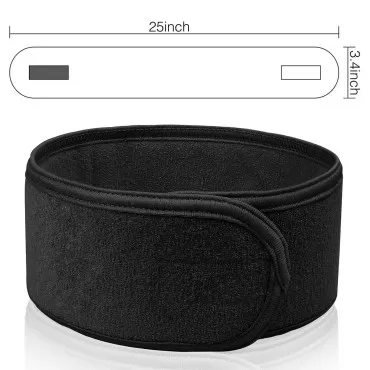 Denfany Spa Facial Headband Terry Cloth Headband Soft Adjustable Face Wash Headband for Face Washing, Shower, Makeup and Sport (Black 3 Pack)