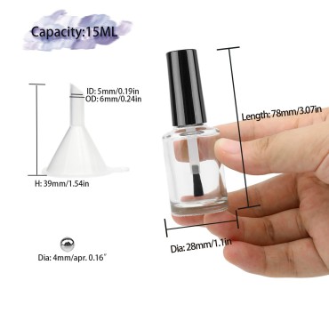 Agidea Empty Nail Polish Bottles with Brush Cap, 1...