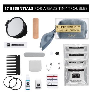 Pinch Provisions Minimergency Kit, for Her, Includes 17 Must-Have Emergency Essential Items, Compact, Multi-Functional Pouch, Gift for Parties and Birthdays (Dusty Blue Velvet)