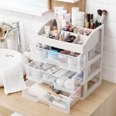 Makeup Organizer with 3 Drawers, Cosmetic Display ...