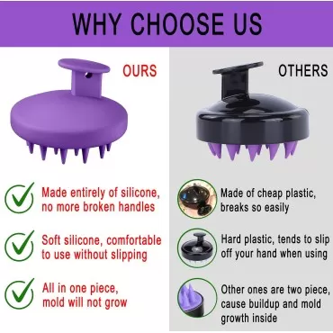 KTKUDY Scalp Massager Shampoo Brush 2 Pack - One-Piece Design Soft Silicone Scalp Scrubber - Scalp Exfoliator Help Relieve Itching & Dandruff - Hair Scalp Massager Brush for Hair Growth