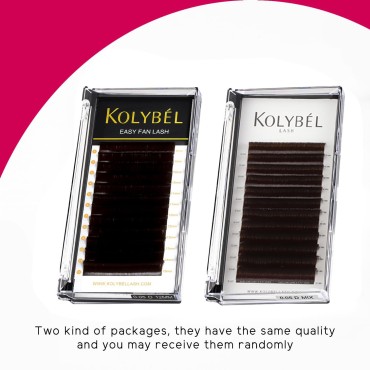 KOLYBEL Colored Volume Lash Extension Thickness 0.07 mm C D Curl 8-15 Mixed Tray Auto Blooming Easy Fan Lashes Brown Eyelash Extension Self Fanning Lashes (Brown,0.07-C-8-15)