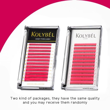 KOLYBEL Colored Volume Lash Extension Thickness 0.07 mm C D Curl 8-15 Mixed Tray Auto Blooming Easy Fan Lashes Pink Eyelash Extension Self Fanning Lashes (Pink,0.07-D-8-15)